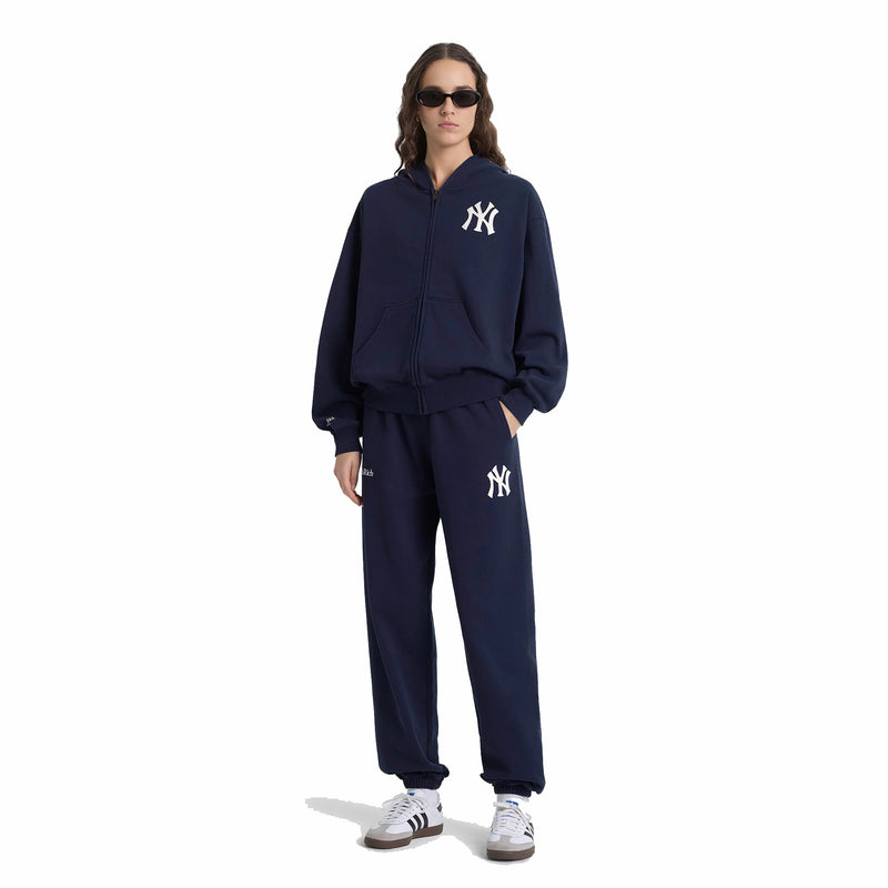 Sporty & Rich Men's Heritage Yankees Serif Zip Hoodie (Dark Navy/White) - August Shop