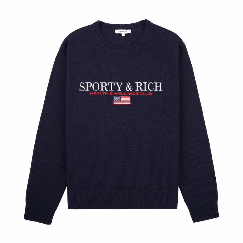 Sporty & Rich Men's Nautical Cotton Sweater (Dark Navy) - August Shop