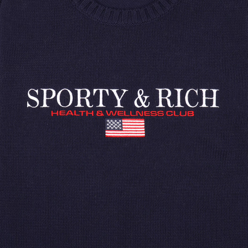 Sporty & Rich Men's Nautical Cotton Sweater (Dark Navy) - August Shop