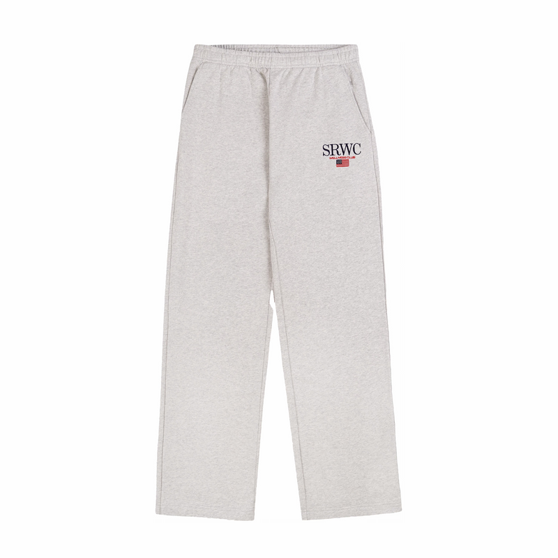 Sporty & Rich Men's Nautical Embroidered Wide Sweatpant (Heather Gray) - August Shop