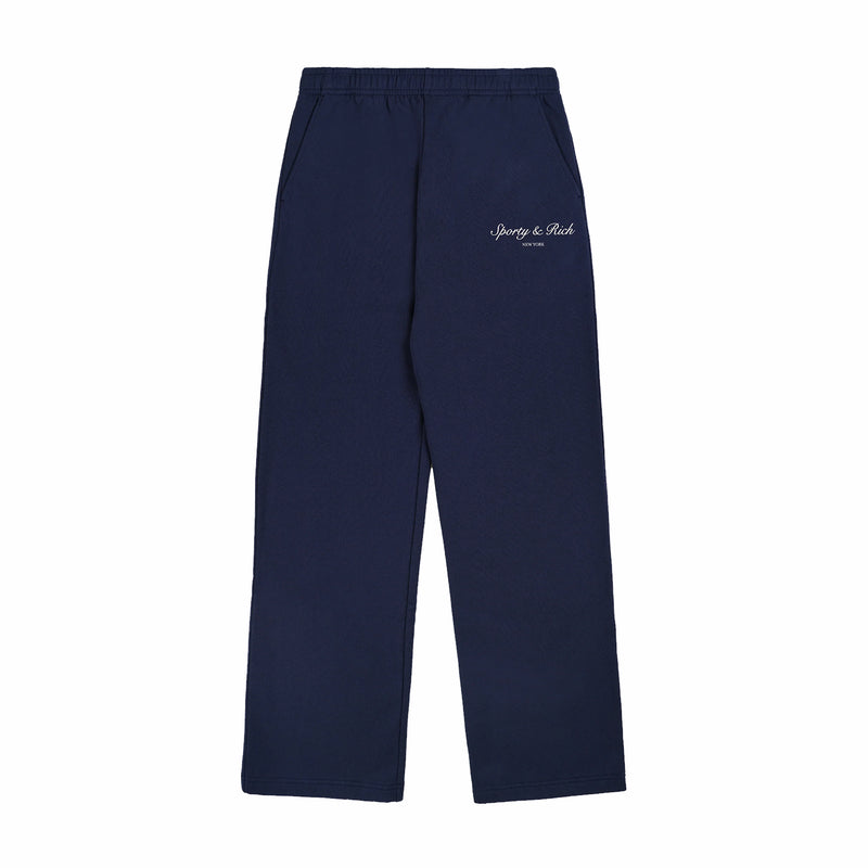 Sporty & Rich Men's Syracuse Wide Sweatpants (Dark Navy/Ecru) - August Shop