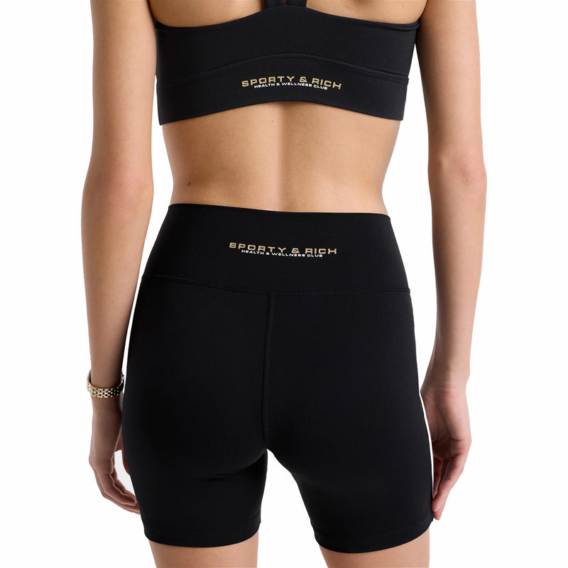 Sporty & Rich Women's Bold Health Biker Short (Black/Gold) - August Shop
