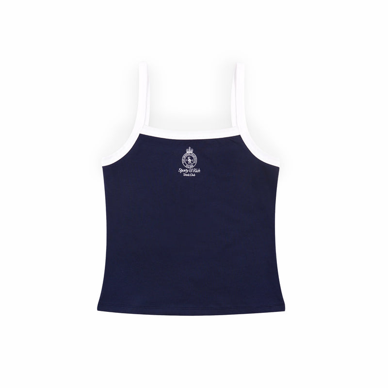 Sporty & Rich Women's Crown Tennis Pique Tank (Navy/White) - August Shop