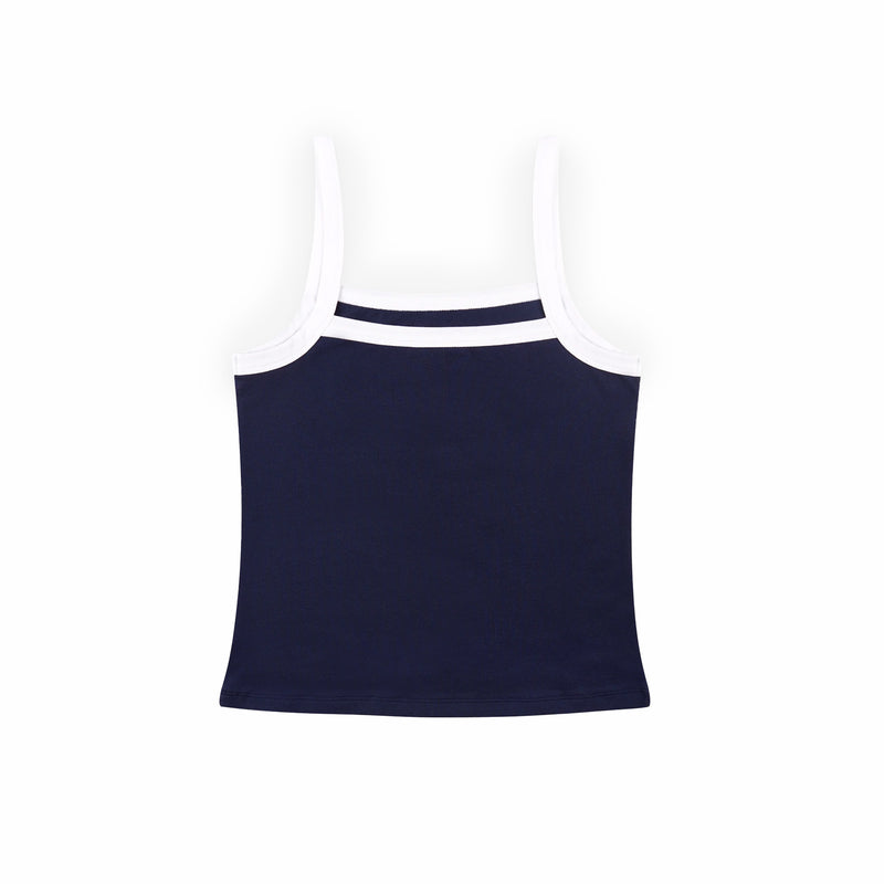 Sporty & Rich Women's Crown Tennis Pique Tank (Navy/White) - August Shop