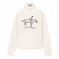 Sporty & Rich Women's Horse Knitted Turtleneck (Ecru/Chocolate) - August Shop