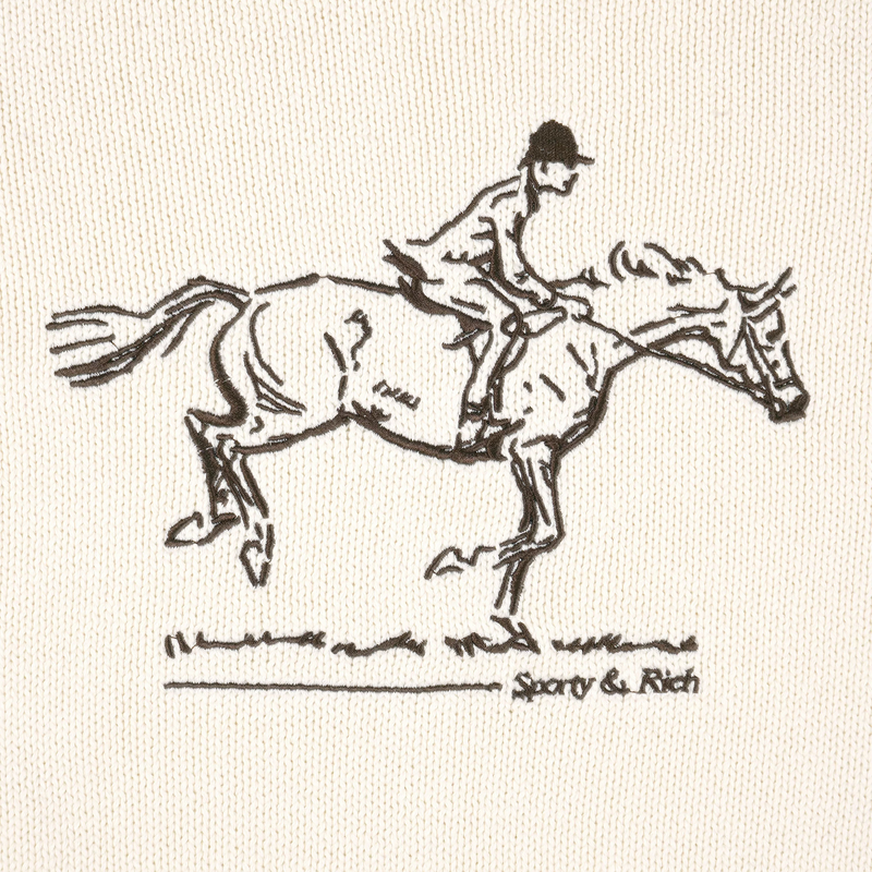 Sporty & Rich Women's Horse Knitted Turtleneck (Ecru/Chocolate) - August Shop