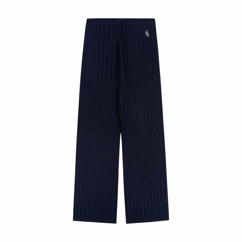 Sporty & Rich Women's SRC Ribbed Trousers (Navy/White) - August Shop