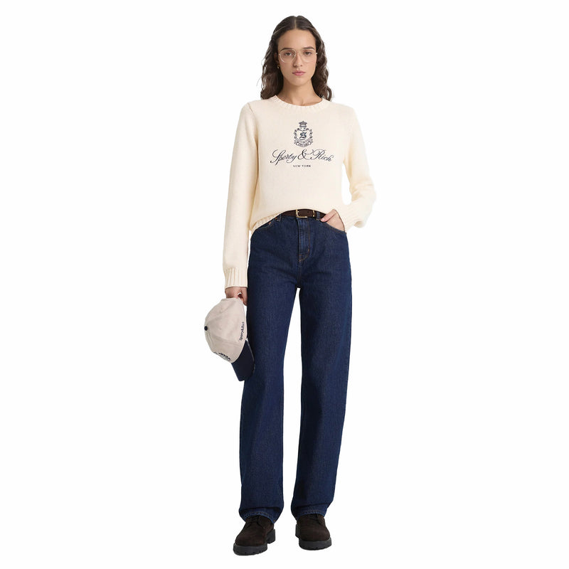 Sporty & Rich Women's Vendome Knitted Sweater (Ecru/Navy) - August Shop