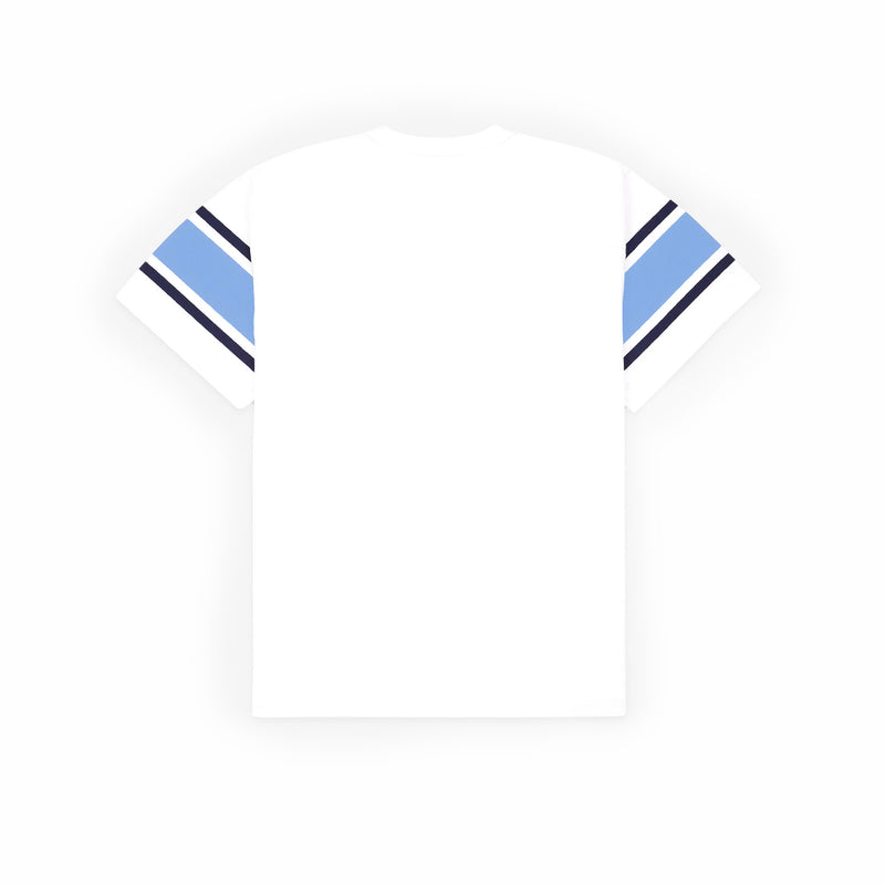 Sporty & Rich Women's Wellness 94 Rugby Tee (White/Flax Blue/Navy) - August Shop