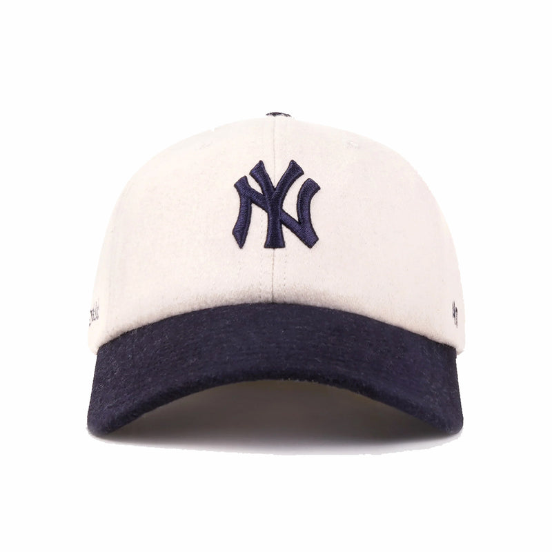Sporty & Rich Yankees Serif Wool Hat (Ecru/Dark Navy) - August Shop