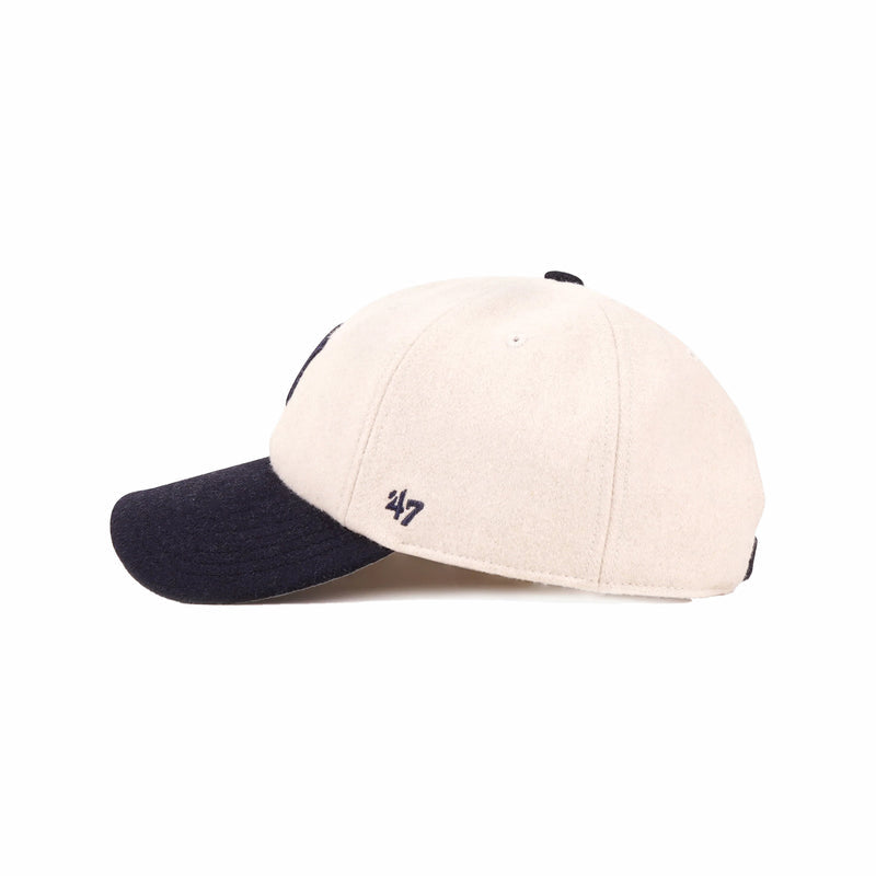 Sporty & Rich Yankees Serif Wool Hat (Ecru/Dark Navy) - August Shop