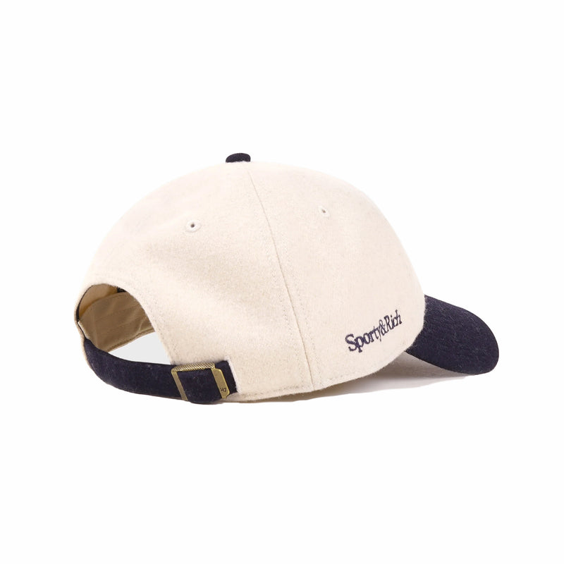 Sporty & Rich Yankees Serif Wool Hat (Ecru/Dark Navy) - August Shop
