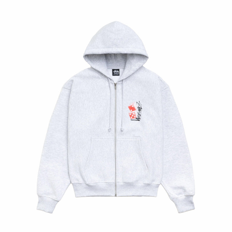 Stüssy Tall Dice Zip Hoodie (Ash Heather) - August Shop