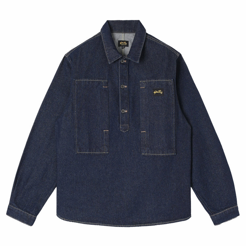 Stan Ray Painters Pop Over Shirt - Single Rinse Denim (Navy) - August Shop