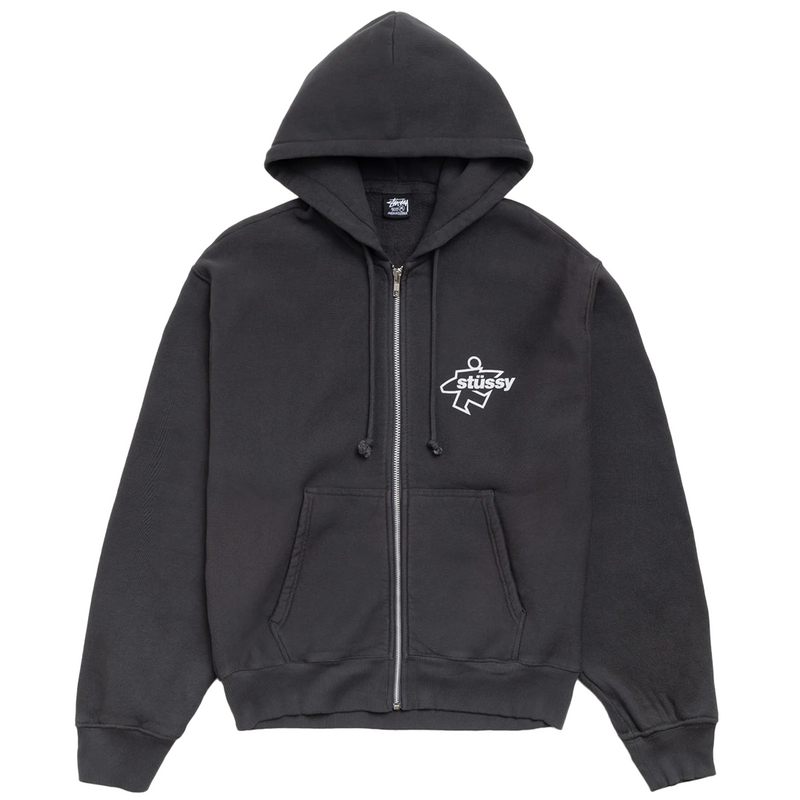 SURF SIZE ZIP HOODIE FADED BLACK