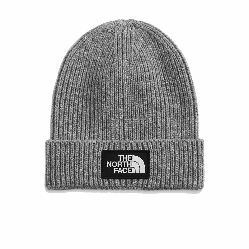 The North Face TNF Logo Box Cuffed Beanie (TNF Medium Grey Heather) - August Shop