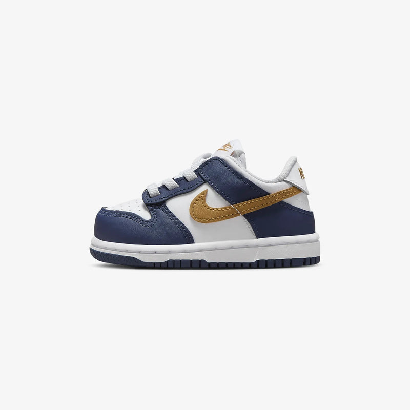 Toddler's Dunk Low White/Wheat-Midnight Navy (FB9107 111)