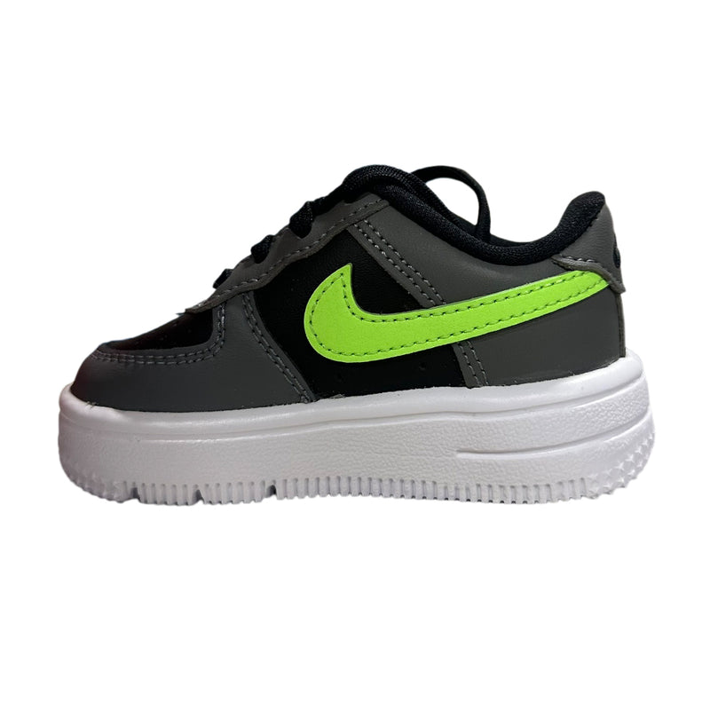 Toddler's Force 1 Low Lace Black/Lime Blast-Smoke Grey (IF1674 003)