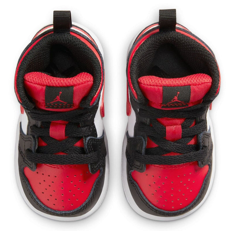 Toddler's Jordan 1 Mid Black/Fire Red-White (640735 079)