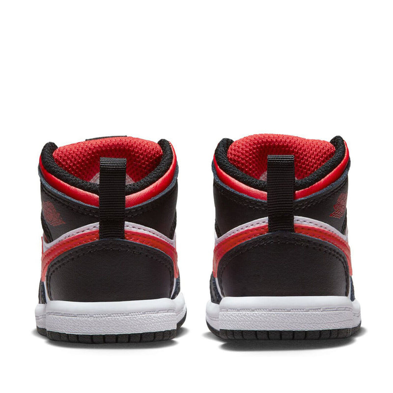 Toddler's Jordan 1 Mid Black/Fire Red-White (640735 079)