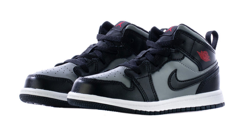Toddler's Jordan 1 Mid Black/Gym Red-Particle Grey (640735 096)