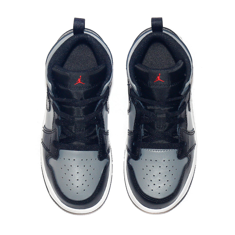 Toddler's Jordan 1 Mid Black/Gym Red-Particle Grey (640735 096)