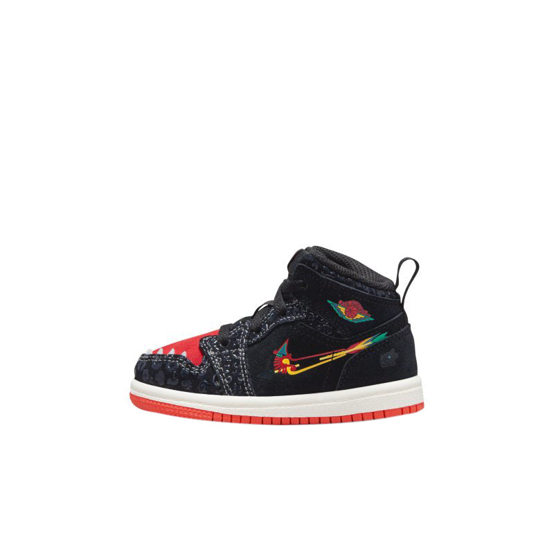 Toddler's Jordan 1 Mid SE "Siempre Familia" Bk/Chile Red-Sl (DN5120 001)