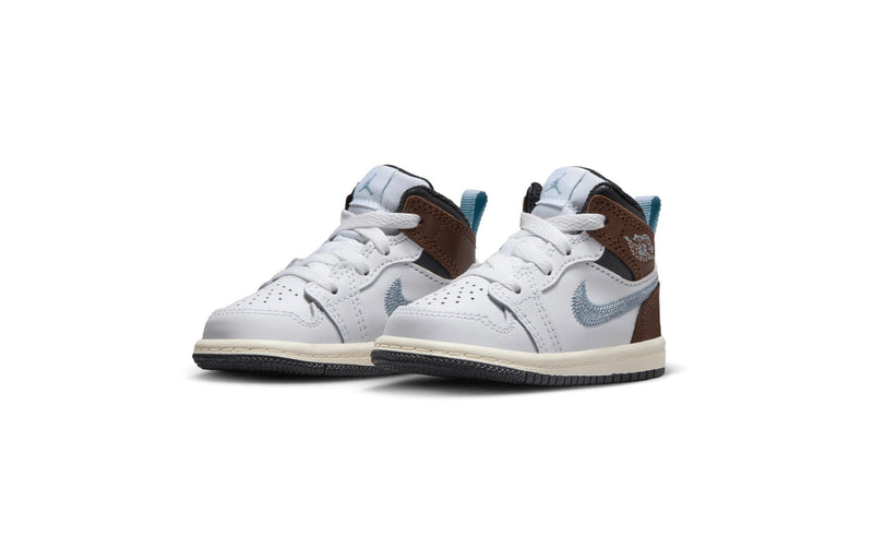 Toddler's Jordan 1 Mid SE White/Blue Grey-Black Sail (FQ8221 142)