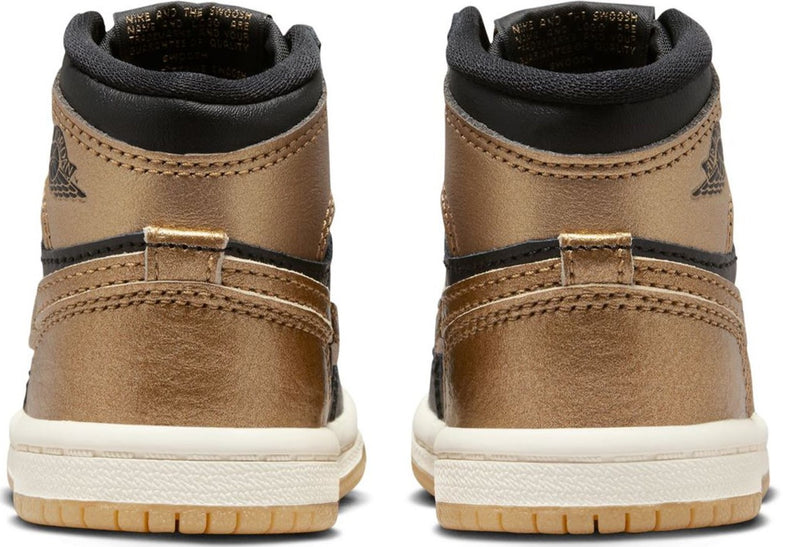 Toddler's Jordan 1 Retro High OG Black/Metallic Gold-Sail (FD1413 071)