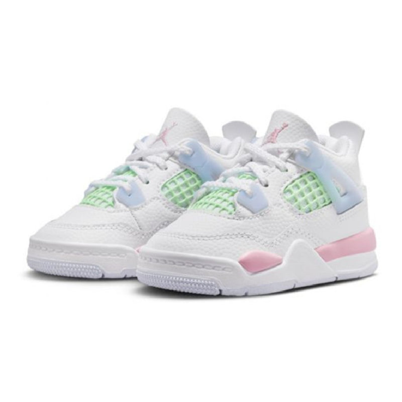 Toddler's Jordan 4 Retro "V-Day" White/Med Soft Pink-Half Blue (IB7070 100)