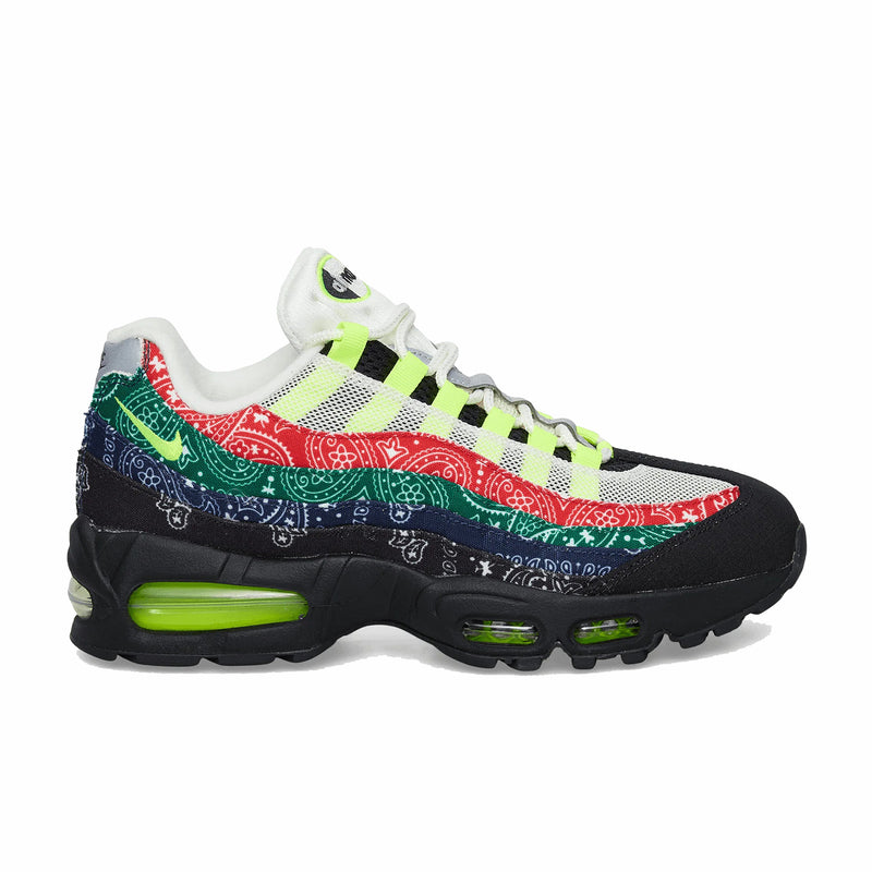 Nike Unisex Air Max 95 Big Bubble "Bandana" (Sail/Volt-University Red-Sport Green) - August Shop