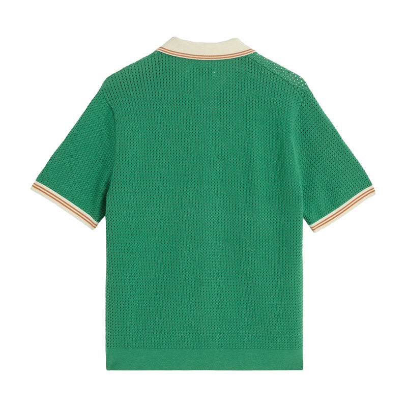 Wax London Belle SS Shirt - Tipped Pointelle (Green/Ecru) - August Shop