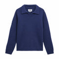 Wax London Carter Open Collar Polo - Fluffy Wool Blend (Blue) - August Shop