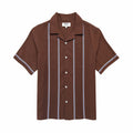 Wax London Didcot SS Shirt (Pintuck Brown/Blue) - August Shop