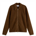 Wax London Friar Zip Knit Jacket - Brush Cable (Brown) - August Shop