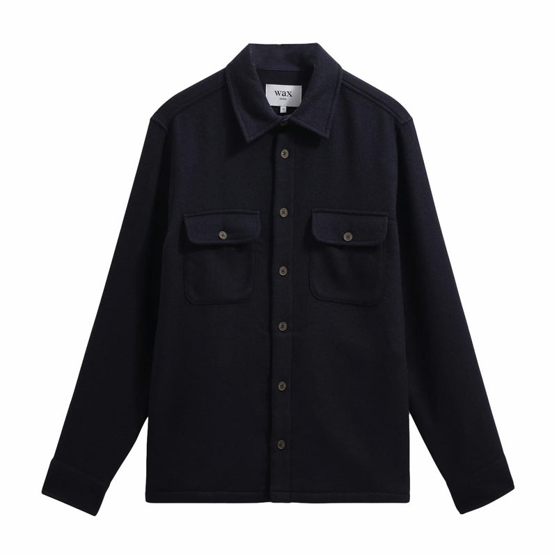 Wax London Lomond Overshirt - Thick Wool Blend (Navy) - August Shop