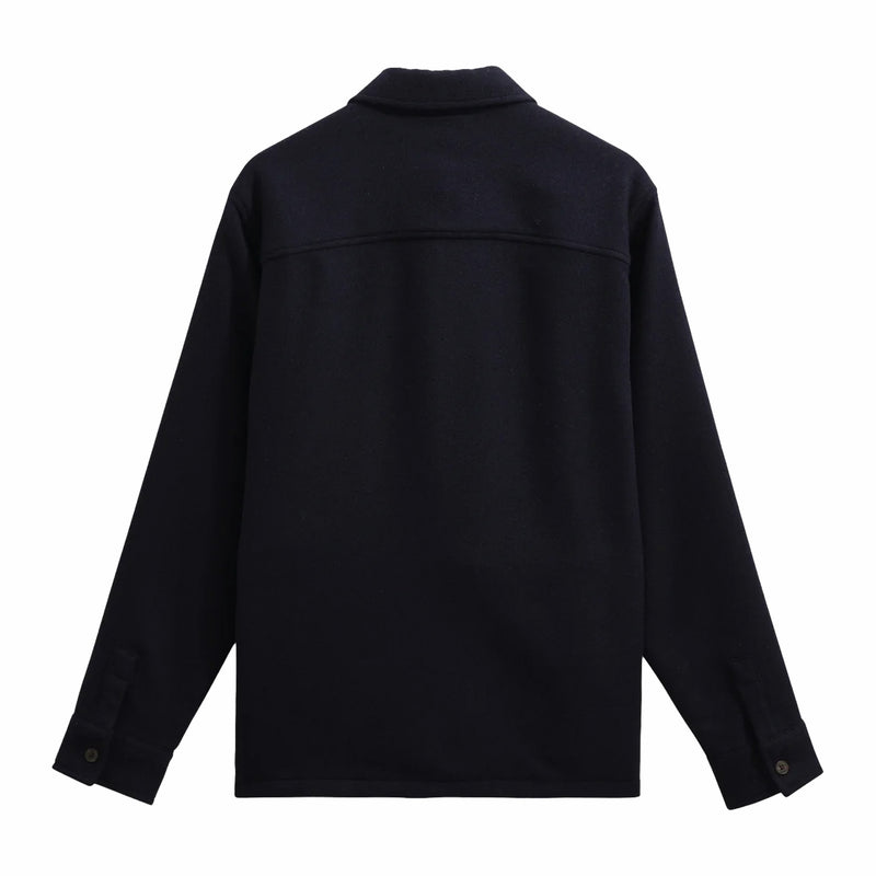 Wax London Lomond Overshirt - Thick Wool Blend (Navy) - August Shop