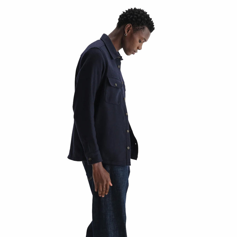 Wax London Lomond Overshirt - Thick Wool Blend (Navy) - August Shop