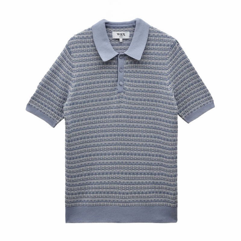 Wax London Naples SS Polo - Mini Geo (Light Blue) - August Shop