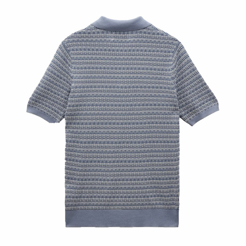 Wax London Naples SS Polo - Mini Geo (Light Blue) - August Shop