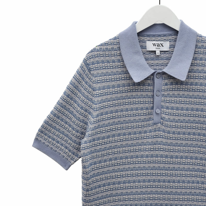 Wax London Naples SS Polo - Mini Geo (Light Blue) - August Shop