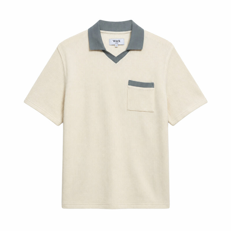 Wax London Pendal Polo - Design Rib (Ecru/Blue) - August Shop