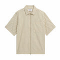 Wax London Sears Zip SS Shirt - Seersucker (Stripe Natural/Navy) - August Shop