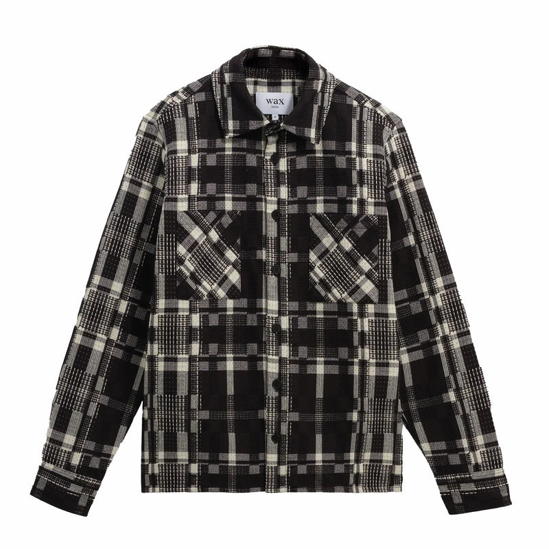 Wax London Whiting Overshirt - Glitch Check (Black/Ecru) - August Shop