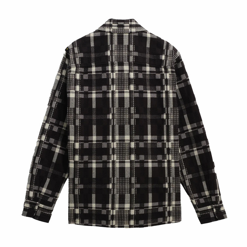 Wax London Whiting Overshirt - Glitch Check (Black/Ecru) - August Shop