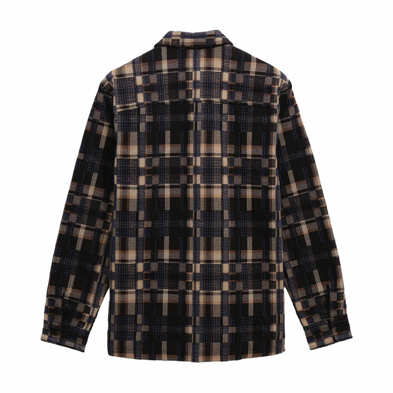 Wax London Whiting Overshirt - Glitch Check (Natural/Navy) - August Shop