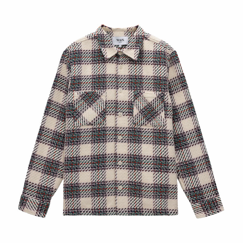 Wax London Whiting Overshirt - Hutton Check (Ecru/Multi) - August Shop