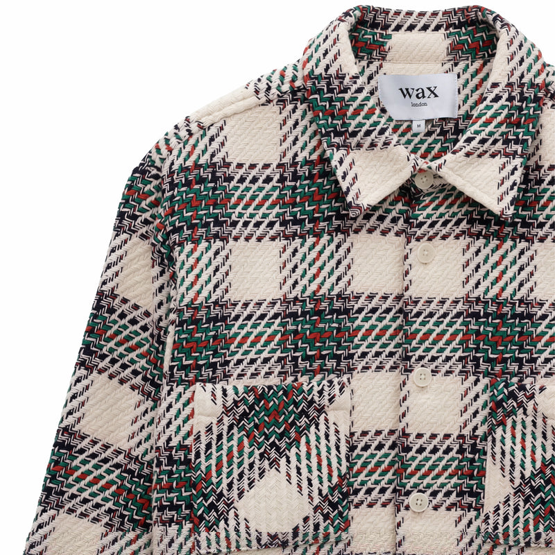 Wax London Whiting Overshirt - Hutton Check (Ecru/Multi) - August Shop