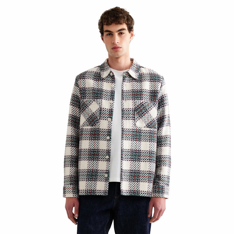 Wax London Whiting Overshirt - Hutton Check (Ecru/Multi) - August Shop