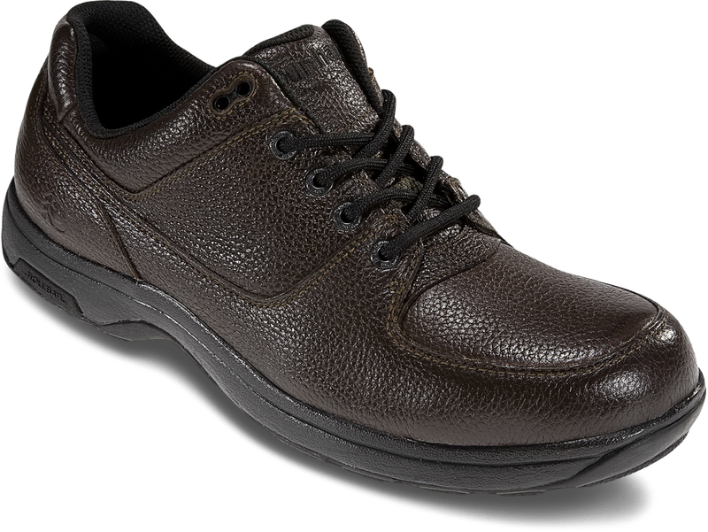 Quarter turn view Men's Dunham Footwear style name Windsor Extra Wide in color Brown. Sku: 8000-JBR936E